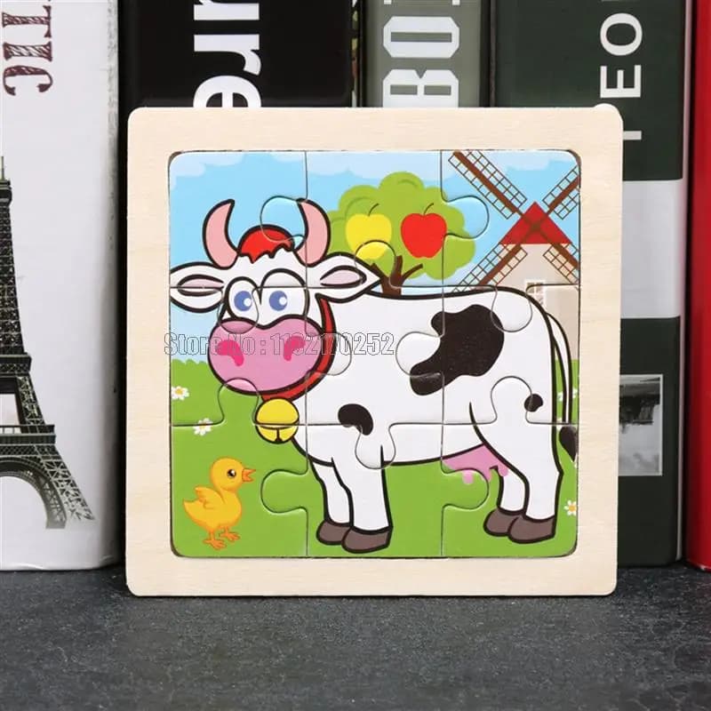 Puzzle 3D en bois pour enfants, jouets de petite taille, dessin animé, trafic d'animaux, éducation T