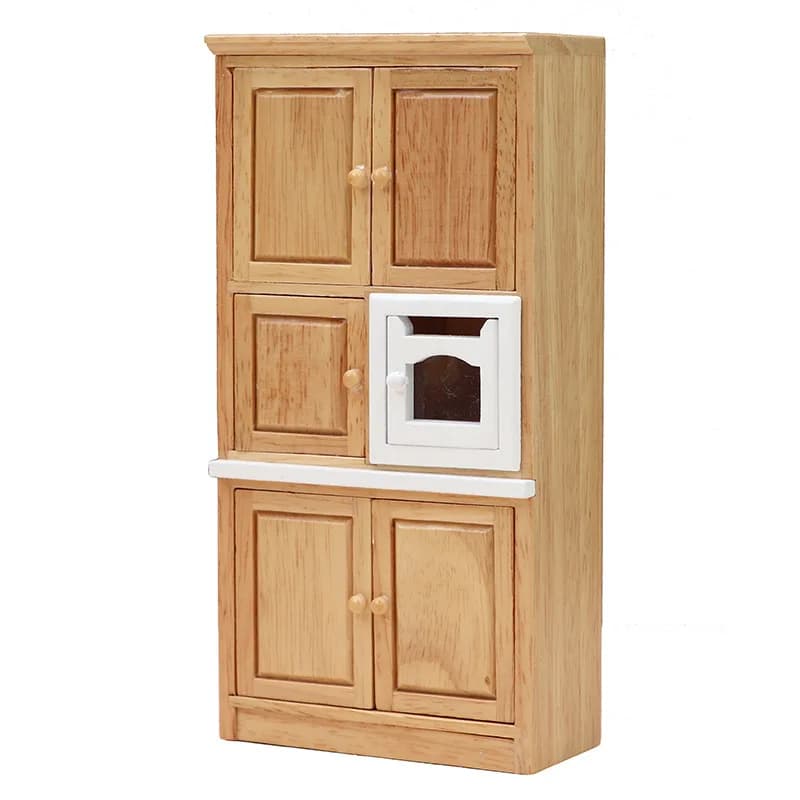 Maison de poupée en bois, meubles de cuisine, évier, poêle, armoire, tabourets de comptoir, accessoi