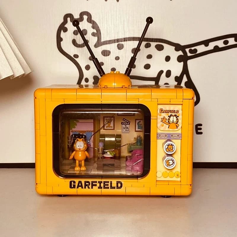 Blocs de construction Garfield, téléviseur rétro, dessin animé, jouet d'assemblage pour enfants, mod