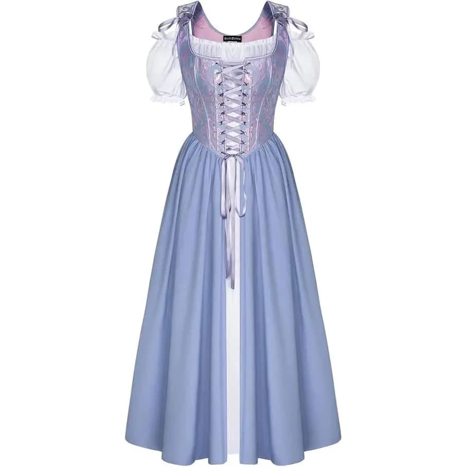 Robe de princesse à longues manches pour femme, style Renaissance, robe médiévale moulante, manches 