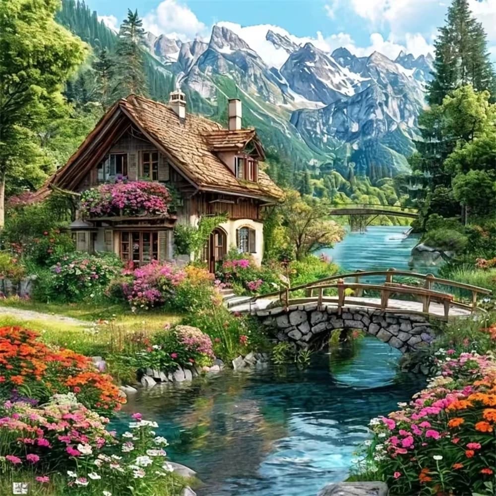 Puzzle de 500/1024 pièces, maison paisible avec vue sur la rivière, pour adultes, idéal pour soulage