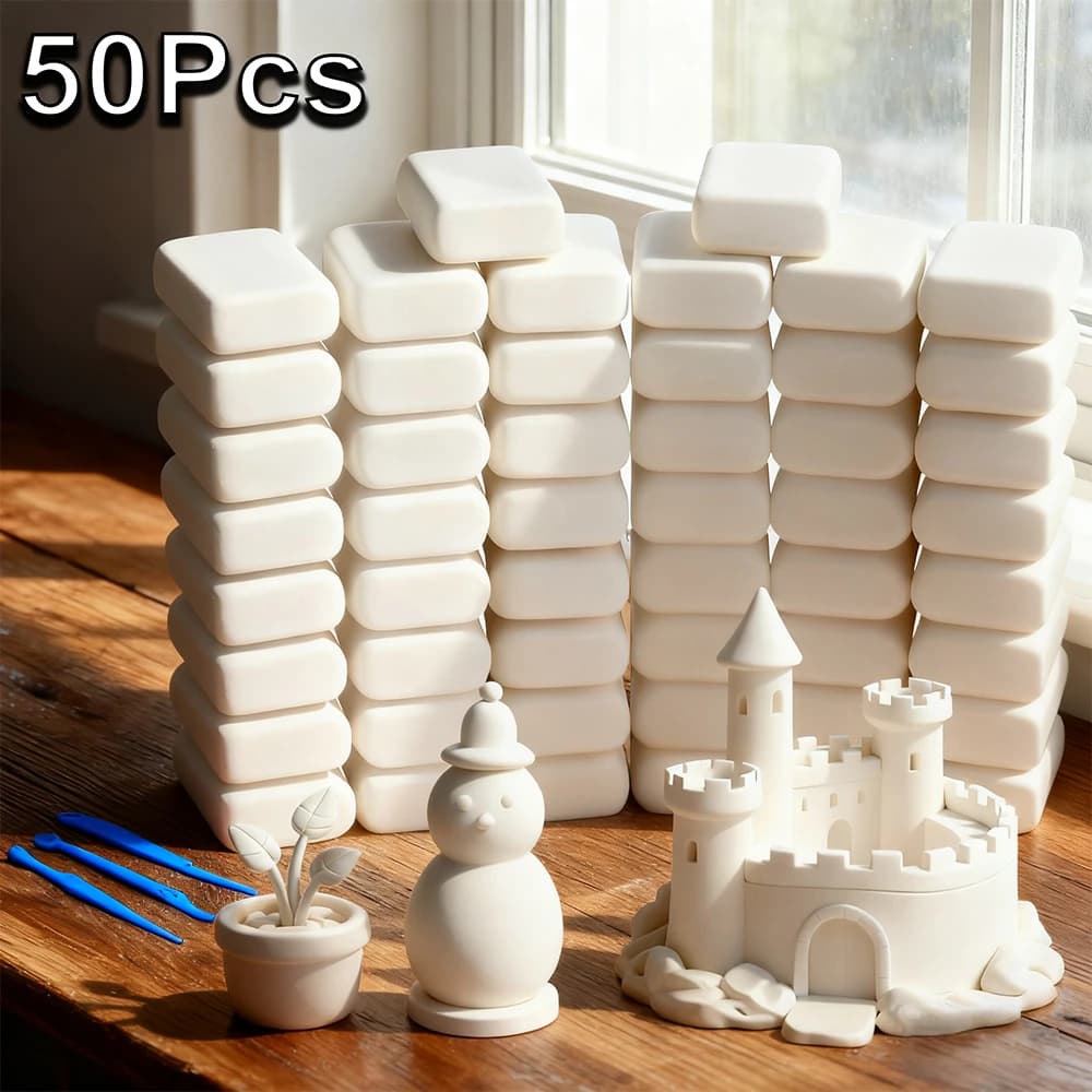 50 paquets d'argile blanche créative ultra-légère séchée à l'air, argile pour modelage spatial, kit 