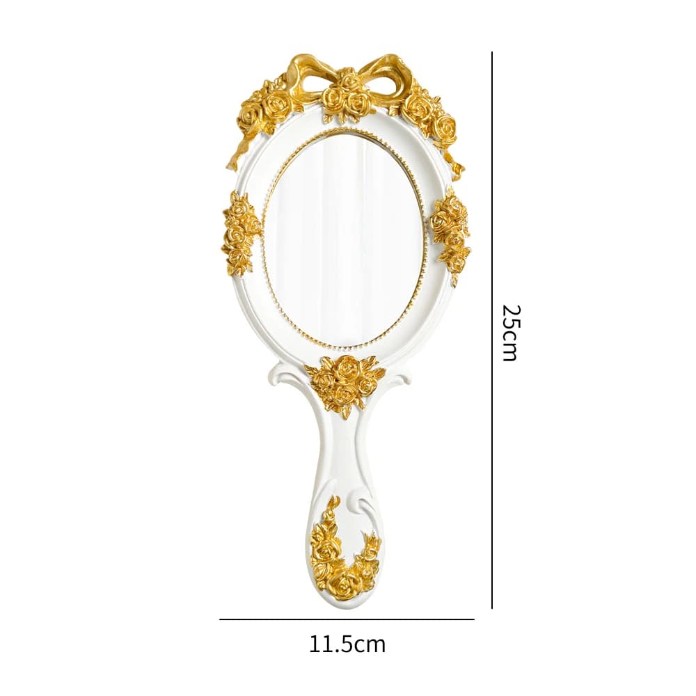 Miroir de maquillage Lolita avec poignée, vintage, baroque, princesse, salon de beauté, créatif, rét