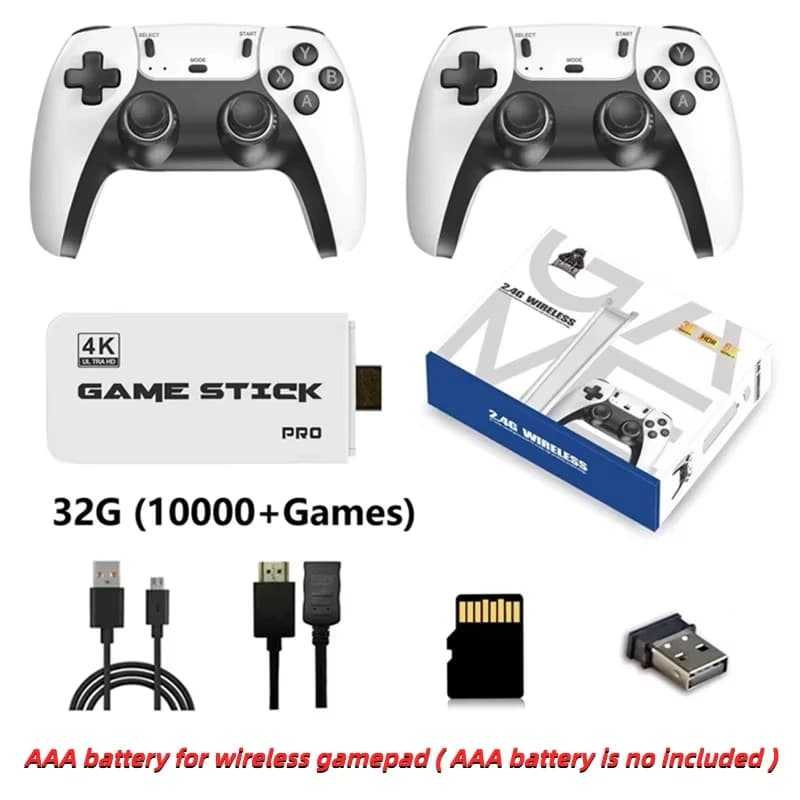 Stick de jeu TV 4K M15 64 Go avec console intégrée de plus de 34 000 jeux rétro, manettes sans fil, 