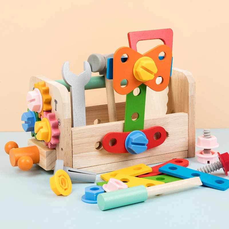 Ensemble d'outils en bois pour enfants, jouets Montessori, établi, jouets de Construction, jouets éd
