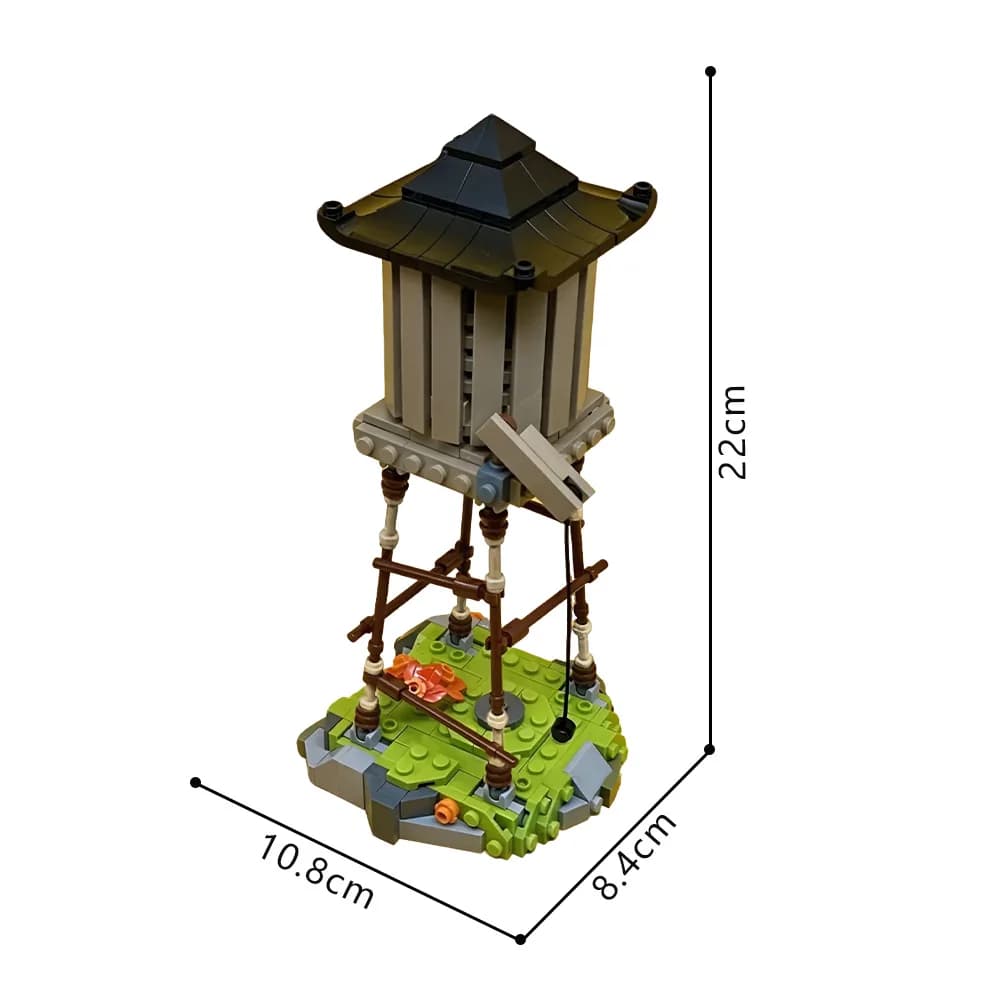 Modèle de tour d'eau MOC en blocs de construction, quatre armes, tour d'eau de blacksmith, briques c