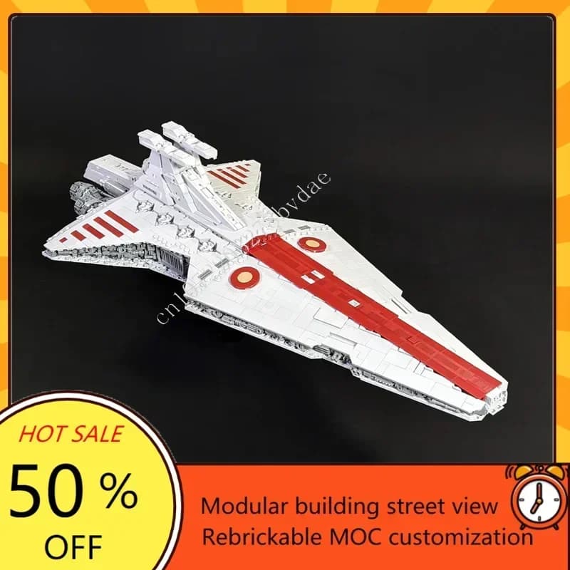 3125 pièces Destroyer Stellaire Classe Venator - Le Négociateur, Modèle de Bataille Spatial Militair