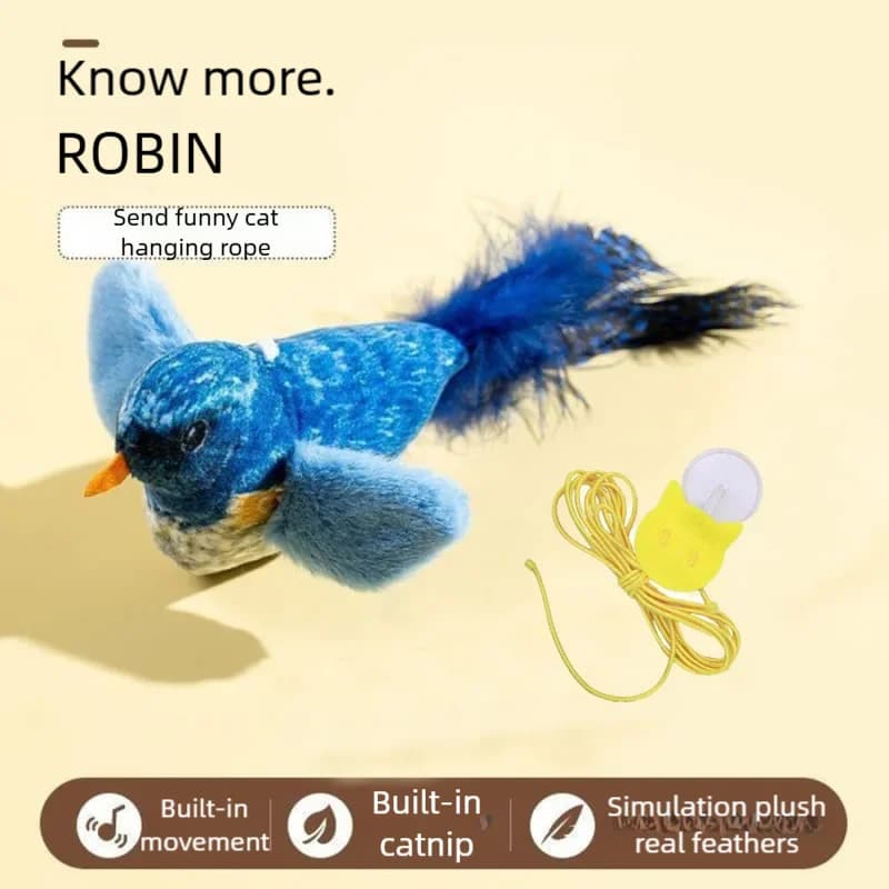 Jouet interactif pour chat, Simulation d'oiseau électrique avec son de charnuage, ailes battantes, j