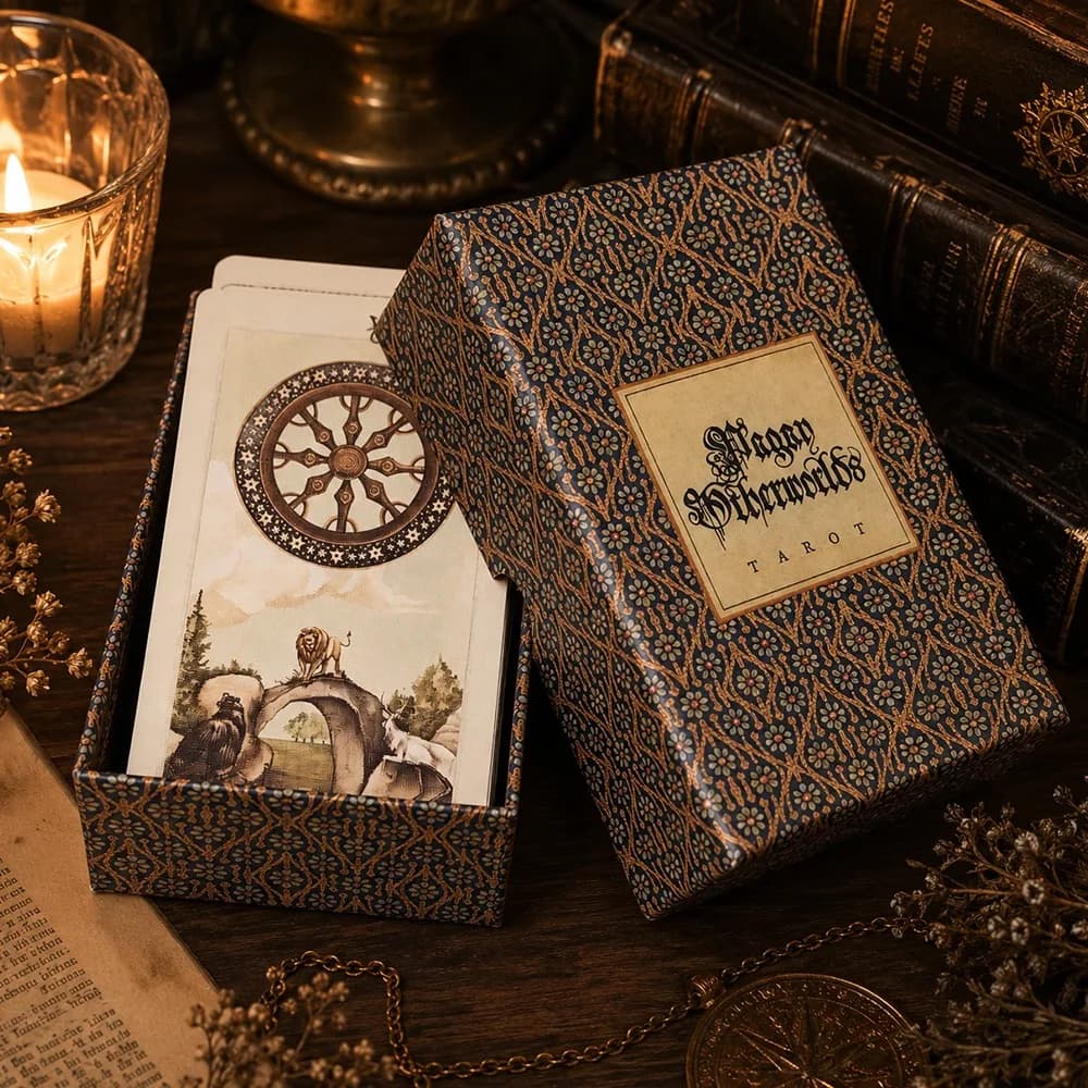 Jeu de tarot Pagan Otherworlds dans une boîte rigide – 84 cartes au design artistique unique – Carto