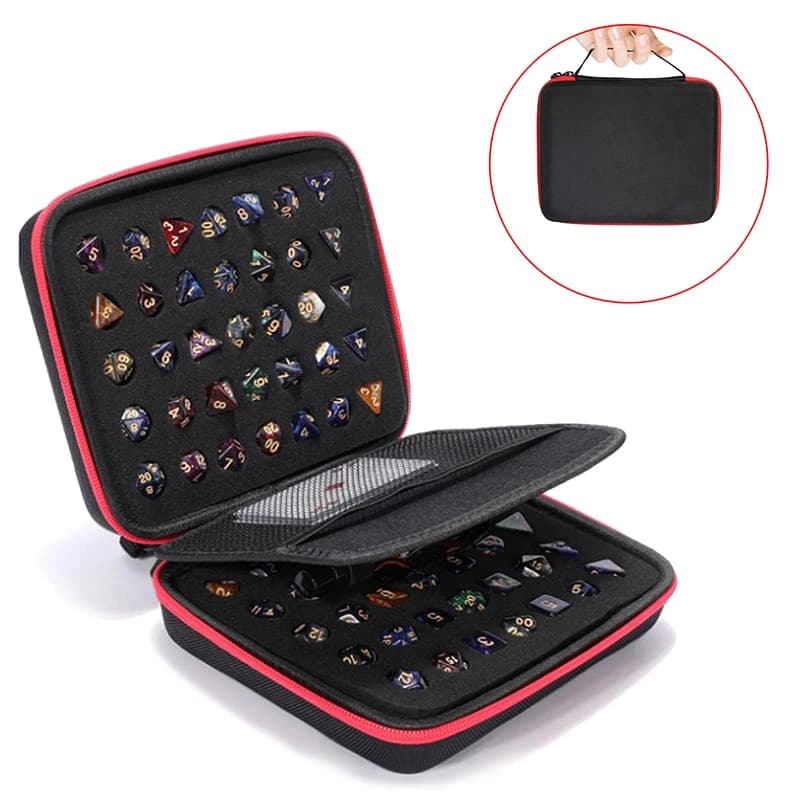 Sac portable EVA pour jeux de dés : étui rigide avec capacité de 70 trous, cloison RPG