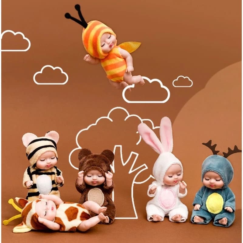 1 pièces Kawaii 12cm Simulation renaissance poupées jouet Mini mignon dormir bébé série poupée dessi
