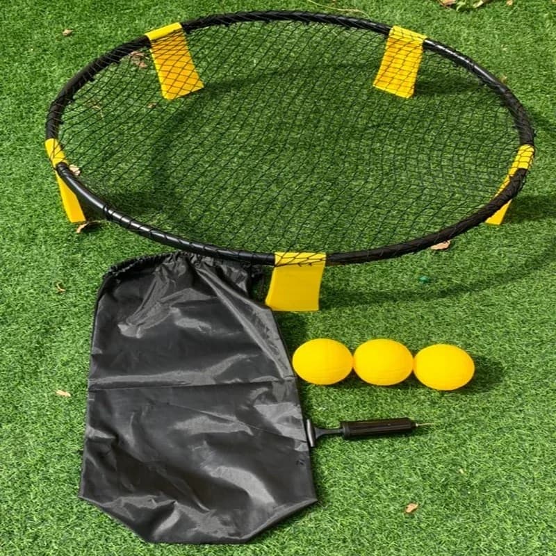 Ensemble de jeu de beach-volley style Spikeball avec filet rond et ballon, jeu portable de beach-vol