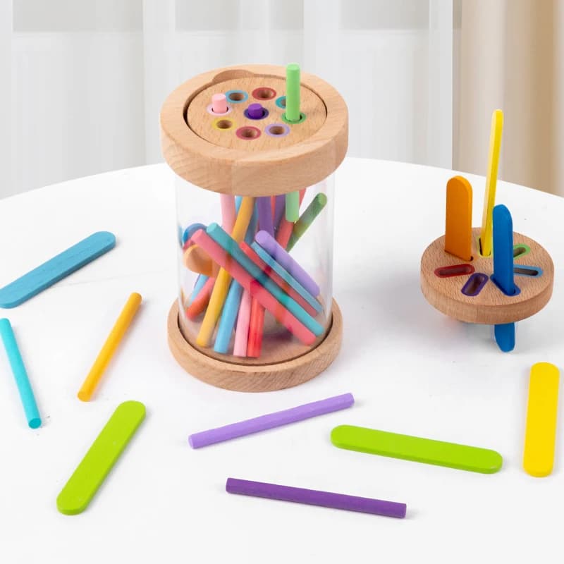 Jeu de tri des couleurs 2 en 1, jouets bâtons multicolores, tasse de Classification des couleurs ave