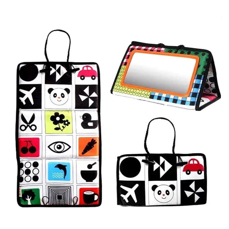 Jouets miroir pour nouveau-nés noir et blanc, temps du ventre pour bébés, développement Montessori, 