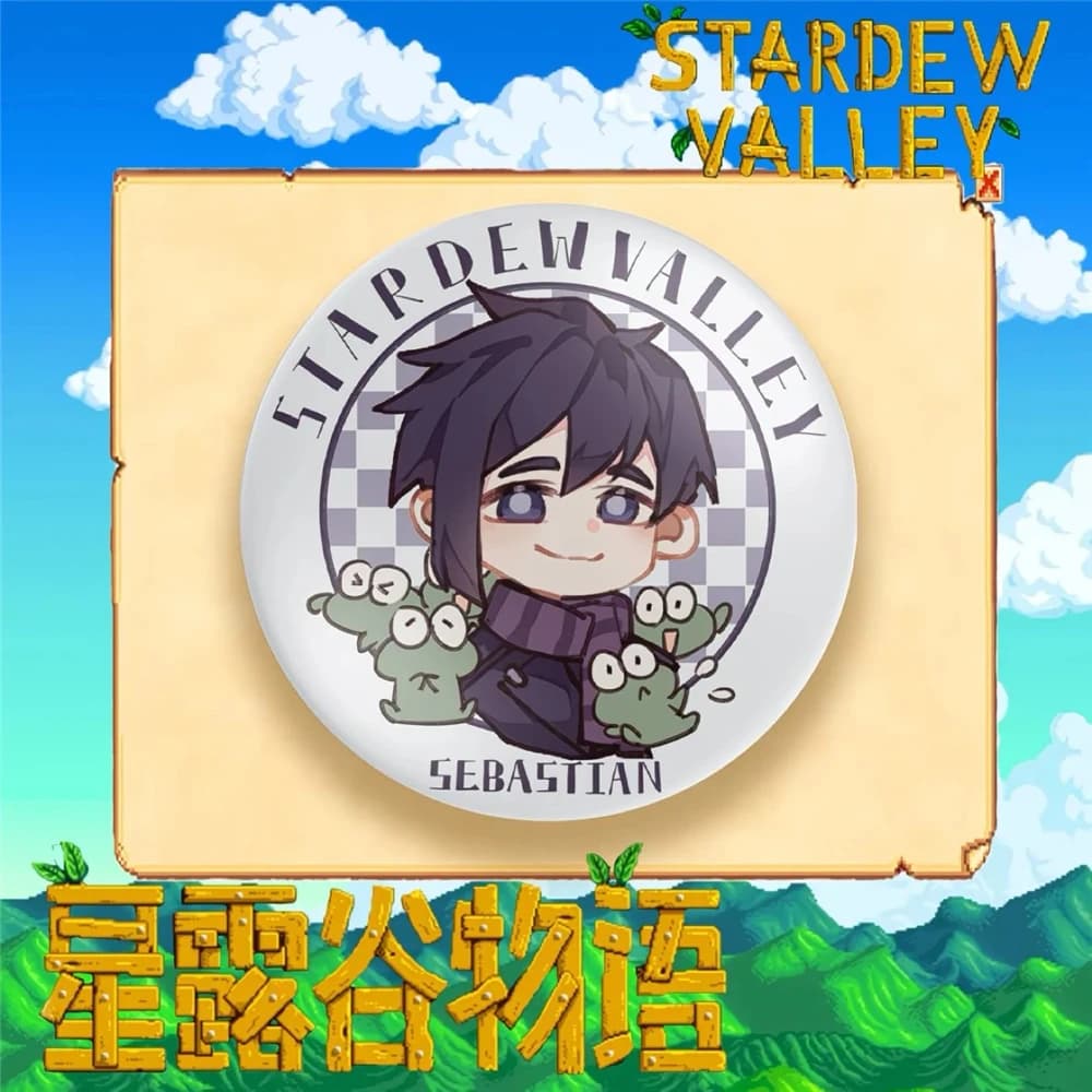 Badge/Pin SPTE en fer blanc 58mm sur le thème des personnages kawaii de Stardew Valley pour cosplay 