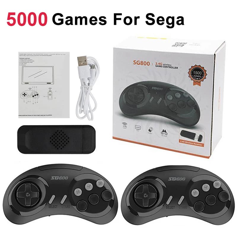 Console de jeu vidéo rétro HD TV, 16 bits pour Sega Genesis, 5000 jeux classiques intégrés, manette 