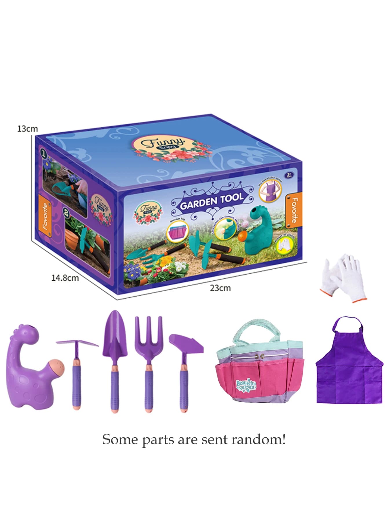 Ensemble d'outils de jardinage pour enfants, chariot de jardin de plage pour enfants, tablier, gants