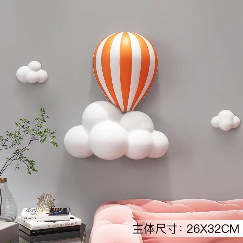 Statue de ballon à Air chaud 3D, décoration murale de maison, Sculpture en résine de nuage blanc, dé