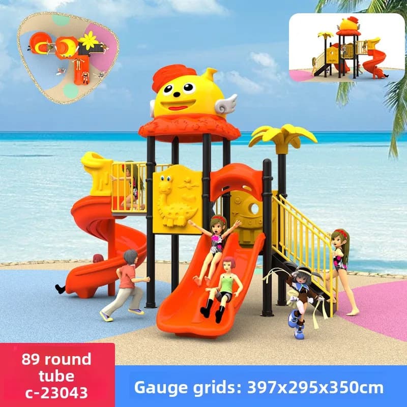 Aire de jeux jouet avec balançoire et toboggan pour enfants, jardin, arrière-cour, pour usage commer