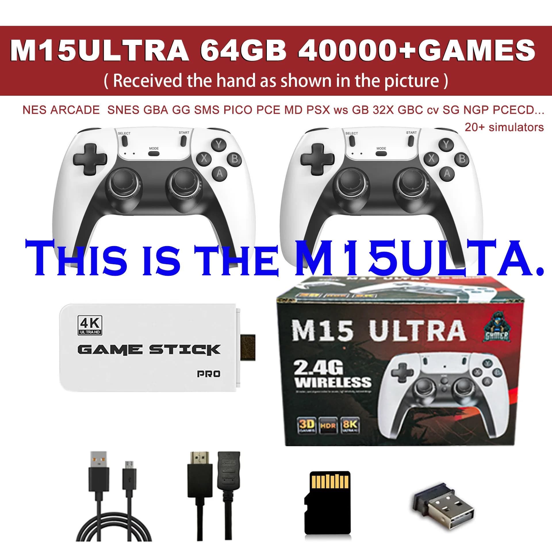 Console de jeux rétro open source M88, 256 Go, plus de 40 000 jeux classiques, lecteur vidéo 4K HD, 