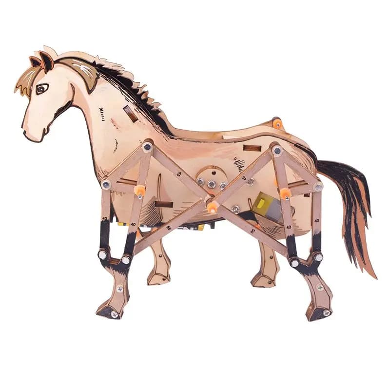 Puzzle de cheval mécanique fait à la main, modèle d'assemblage, expérience scientifique, aides fuchs