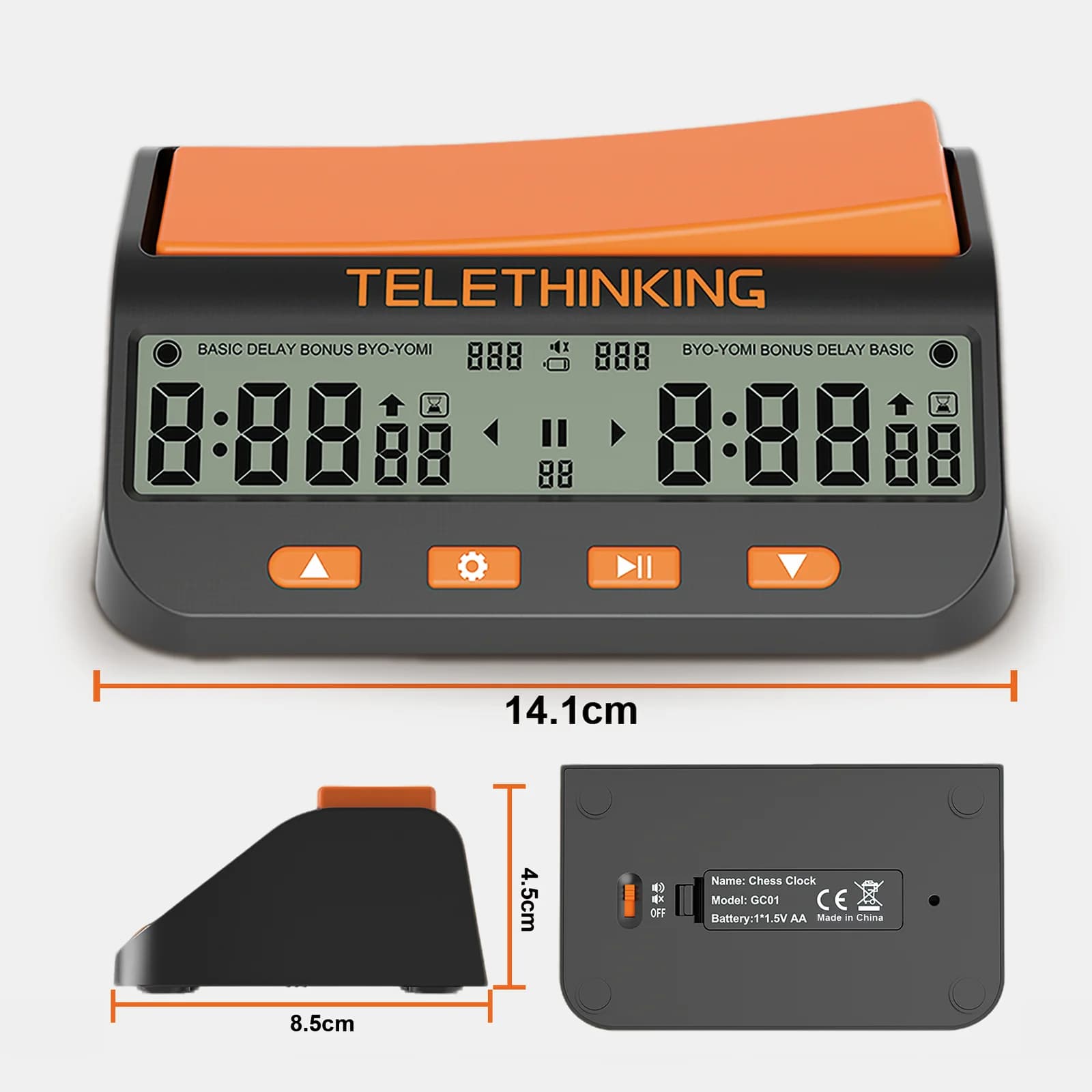 Minuteur d'échecs numérique GC01, horloge d'échecs professionnelle portable multifonction, chronomèt