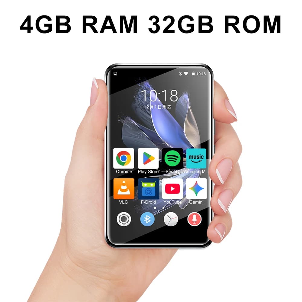 Lecteur MP3 Android avec Bluetooth et WiFi, écran tactile 4,0'', téléchargement d'applications via P