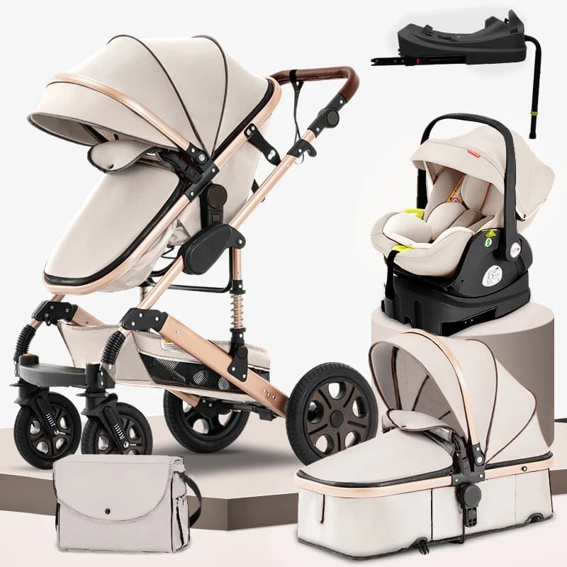 Poussette Standard Réversible 3 en 1 pour Bébé, Système de Voyage pour Nouveau-né, avec Base Isofix
