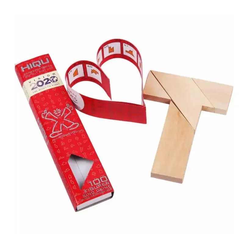 Puzzle en T en bois classique, Tangram mental, casse-tête en forme de Puzzle avec Instruction