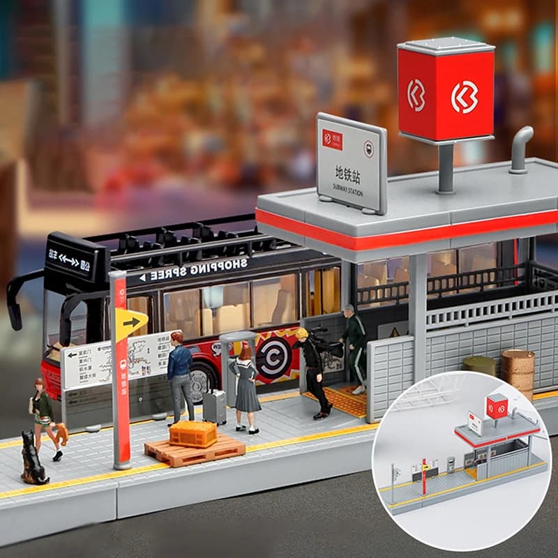 Station de métro échelle 1:64, Kits de scène d'architecture de modèle Diorama, bricolage, démontage 