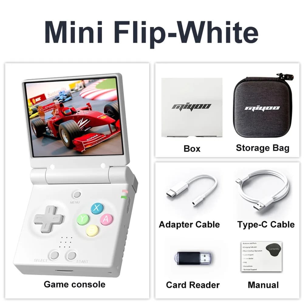 MIYOO Mini Console de jeu Portable rétro à rabat, écran IPS 2.8 pouces, consoles de jeux vidéo porta