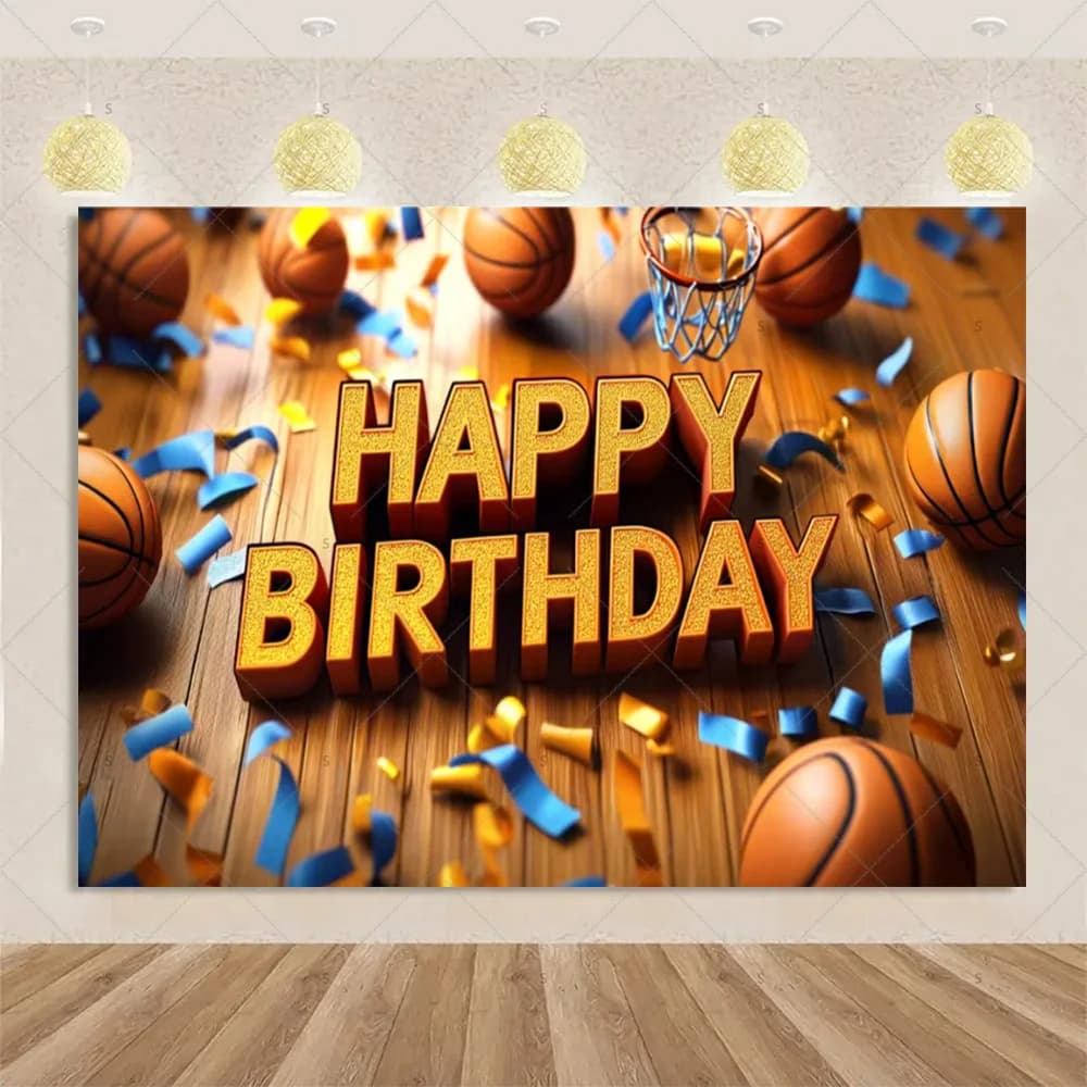 Fournitures d'arrière-plan de jeu de basket-ball, décorations de fête d'anniversaire pour garçon, ba