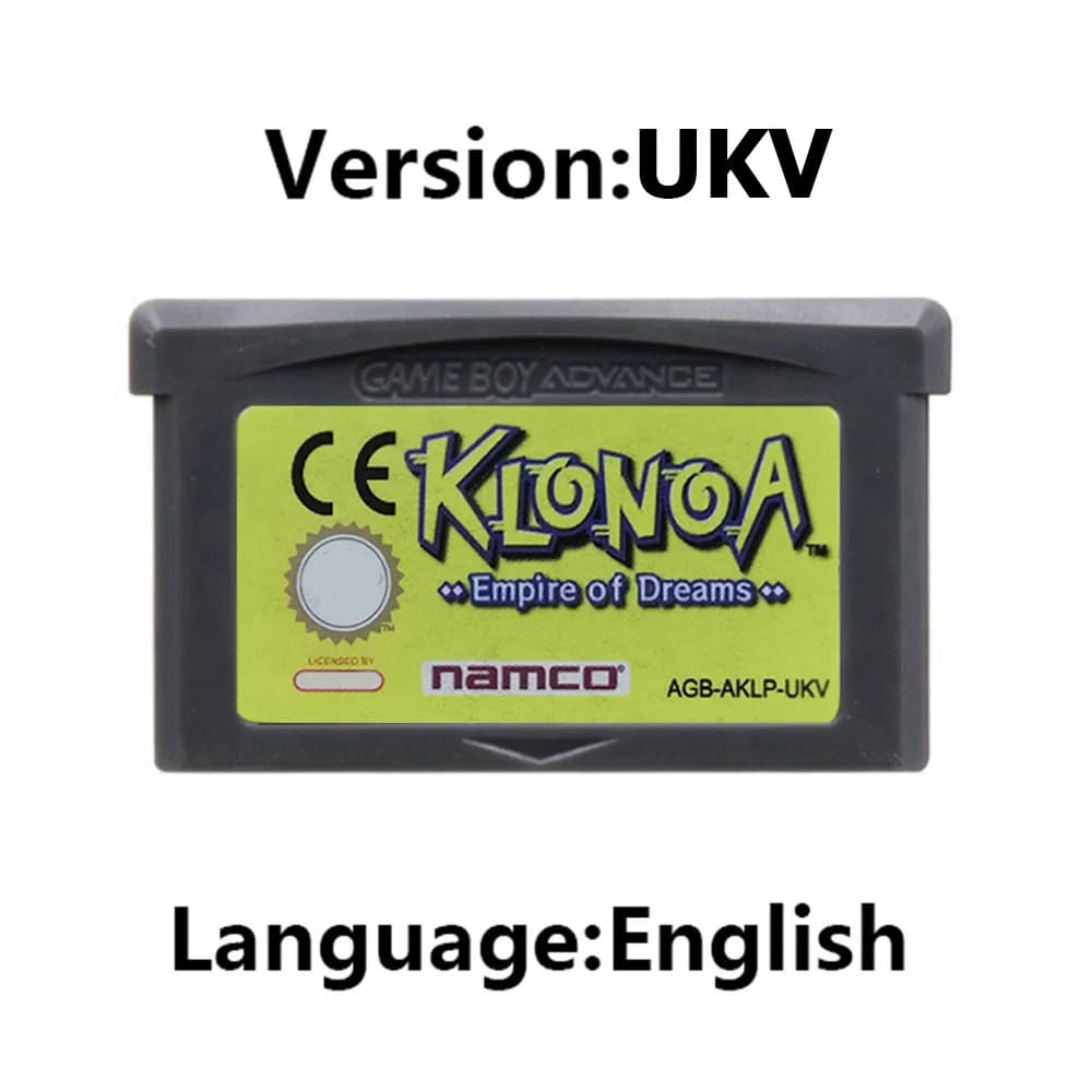 Cartouche de jeu vidéo 32 bits Klonoa GBA Series, carte de console Klonoa Empire of Dreams, Klonoa 2