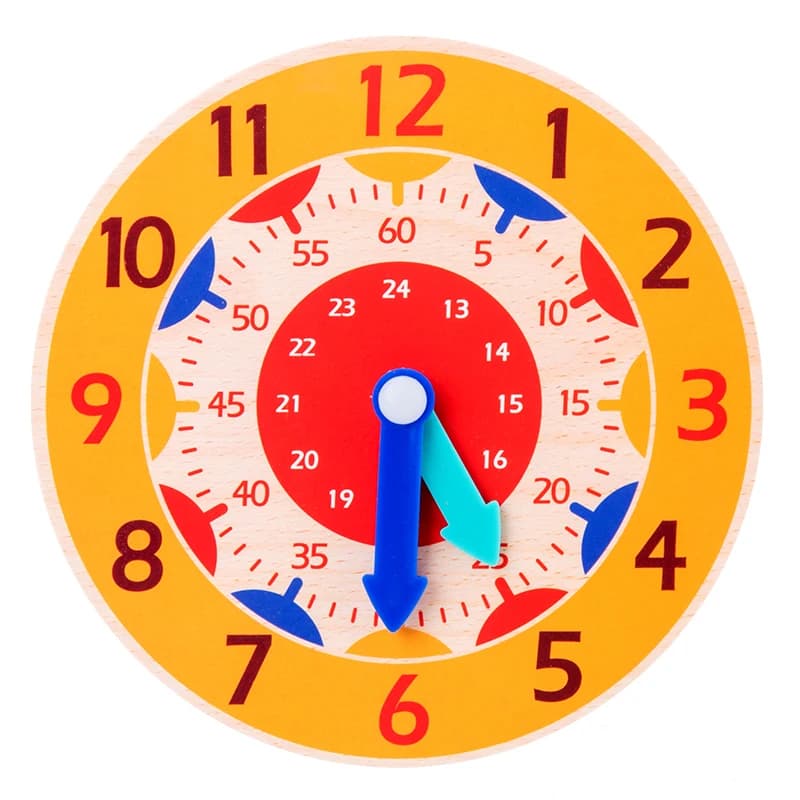 Jouets horloge en bois Montessori pour enfants, heure, minute, seconde, apprentissage du temps, fuch