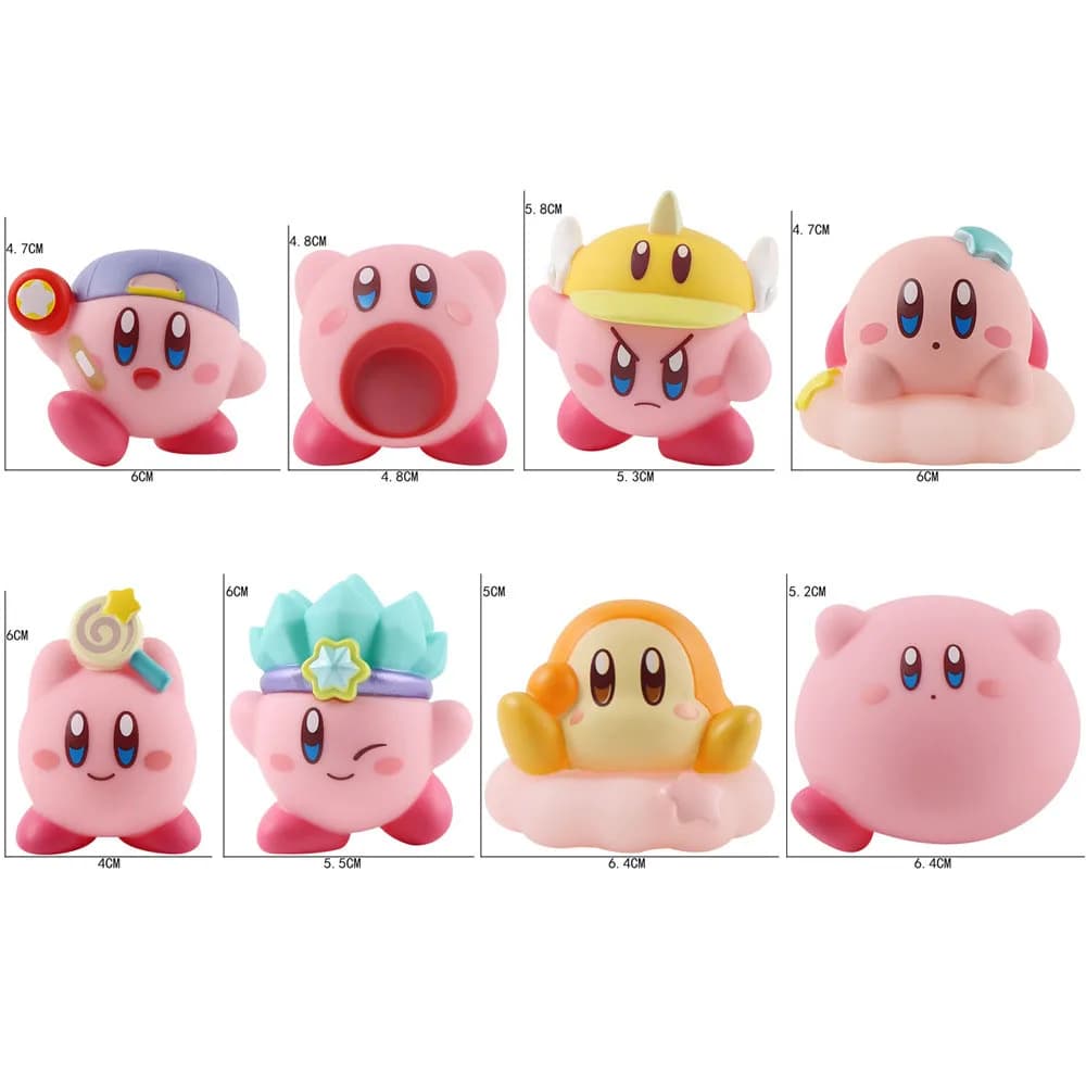 2026￥ #   Figurines de dessin animé Kirby, 8 pièces/ensemble, figurine mignonne de dessin animé rose