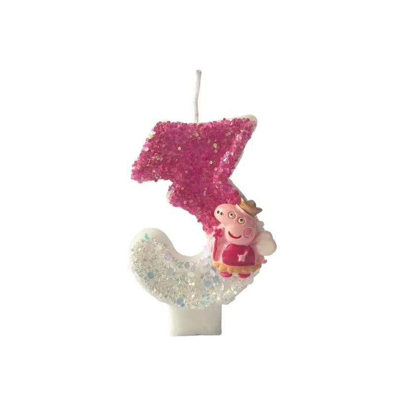 Gâteau numérique Peppa Pig 2026, bougies, décoration mignonne, ornements de gâteau de dessin animé, 