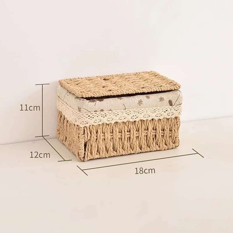 Boîte de rangement en rotin tressé pour jouets, collations et articles divers, boîte de rangement co
