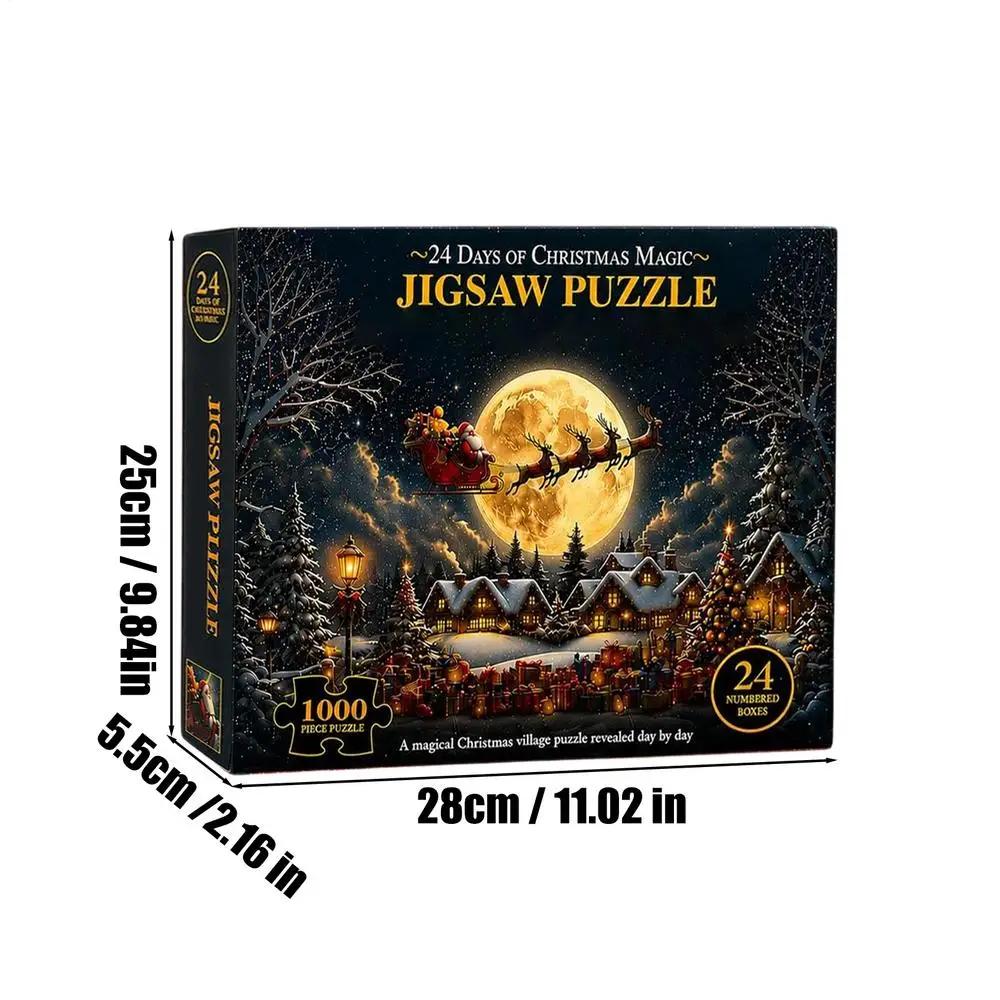 Calendrier de l’Avent de Noël, puzzle avec 24 jours de compte à rebours, jeu de puzzle sur le thème 