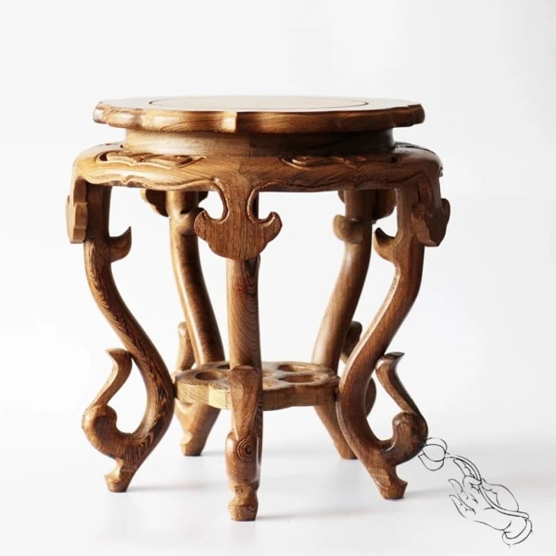Base Ruyi en bois d'aile de poulet, support de bonsaï et de Vase, ornement sculpté en bois rouge pou