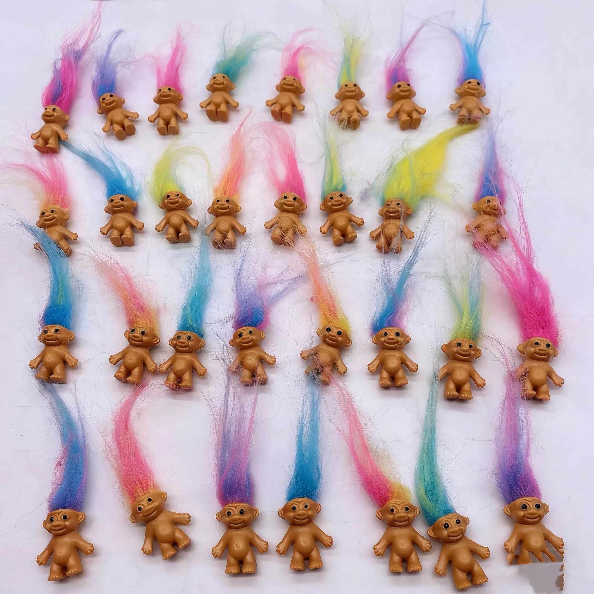 Poupées Trolls, figurines Trolls vintage porte-bonheur, collection de petits personnages adorables e