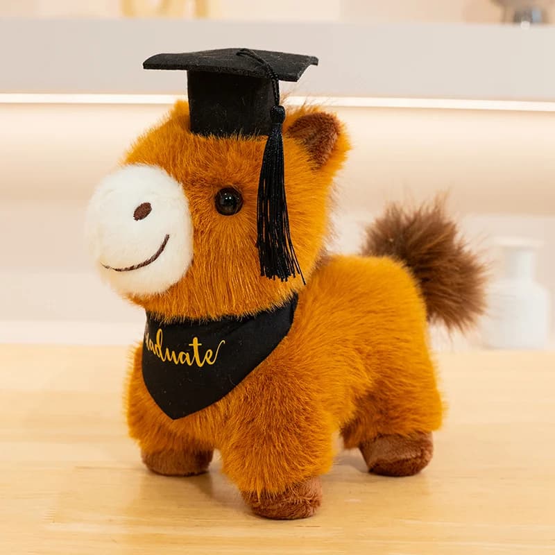 Peluche Cheval de 28 cm, Nouveau Style, Poney en Peluche, Jouet Doux, Cadeau de Remise de Diplôme po