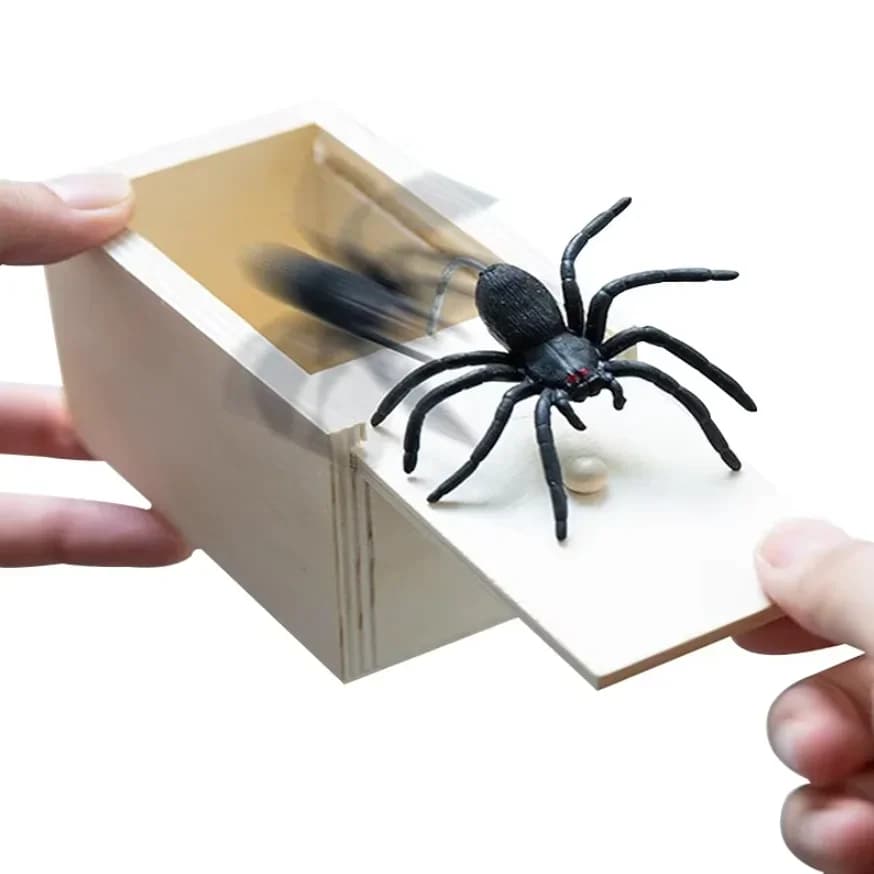 Boîte de blague en bois, boîte d'araignée effrayante cachée dans un étui, tour de jeu, blague, ち, jo