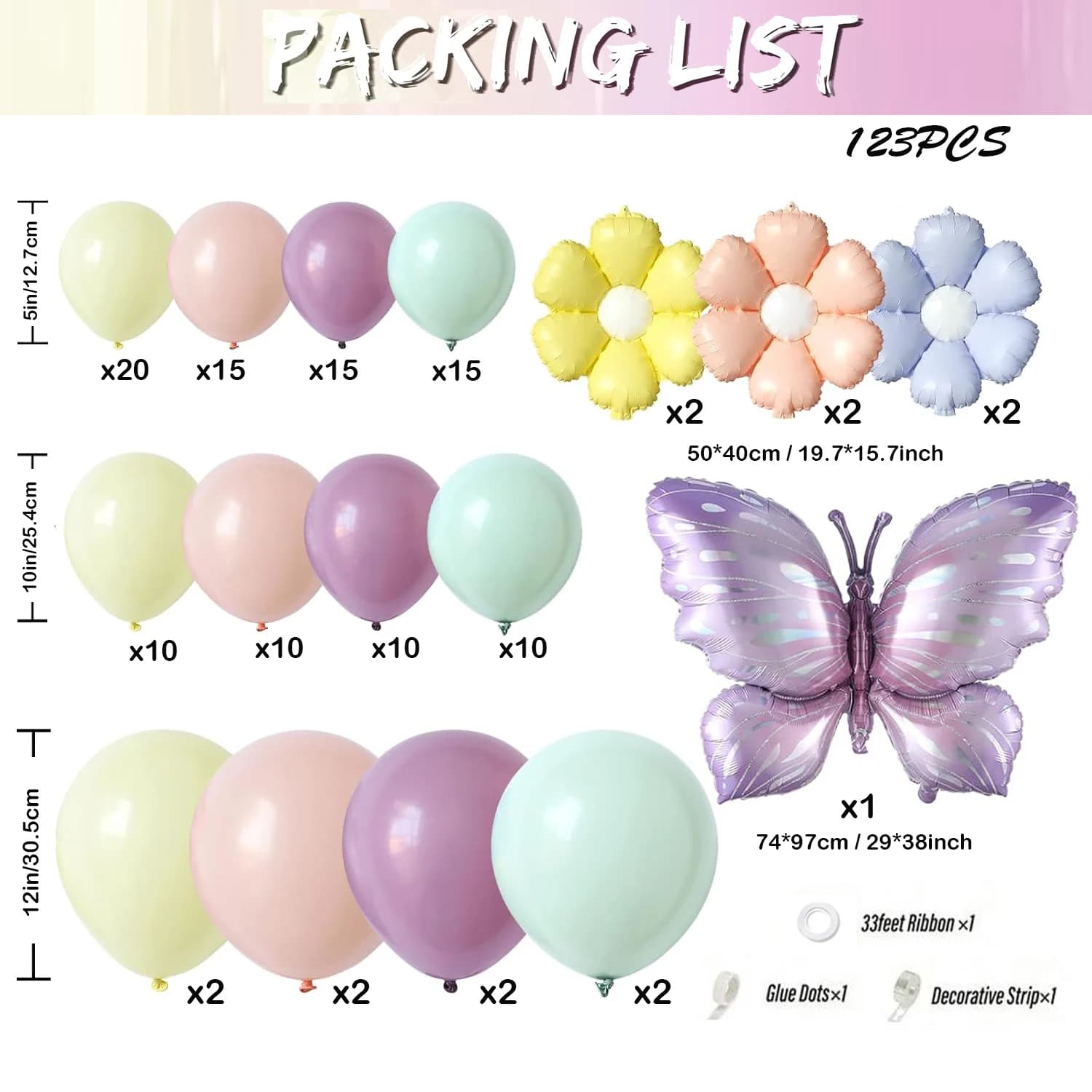 Kit d'arche de ballons papillons floraux pour décorations de fête prénatale, anniversaire de princes