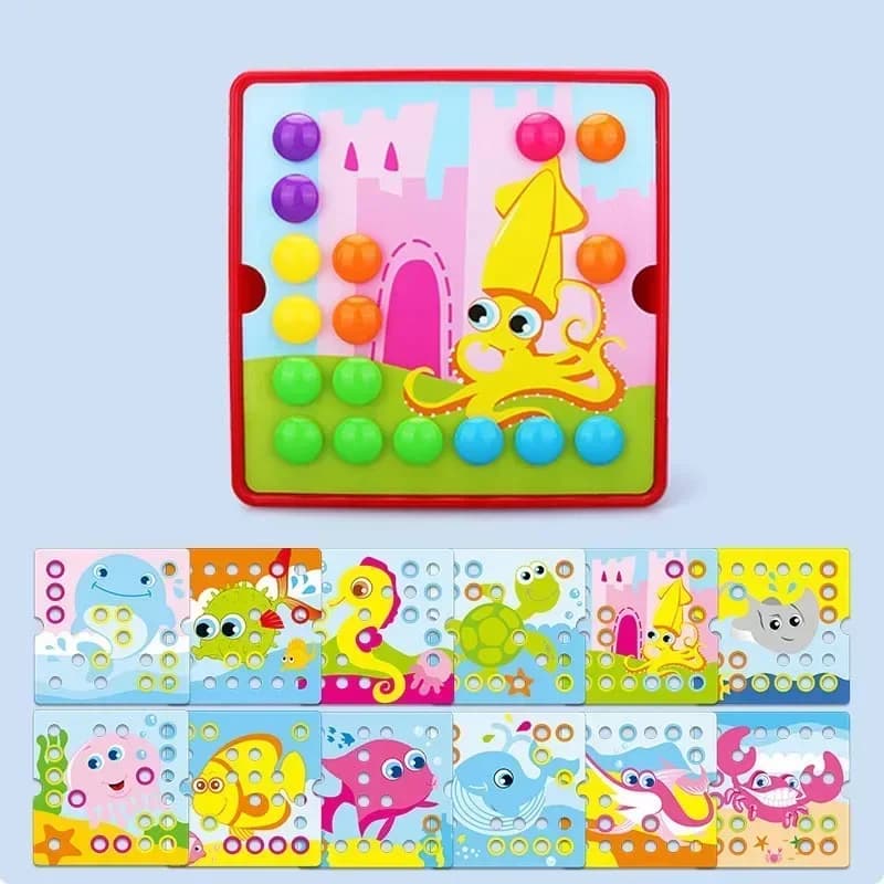 Puzzle 3D à ongles en forme de champignon, jouets Montessori pour bébé, jeux d'animaux de dessin ani