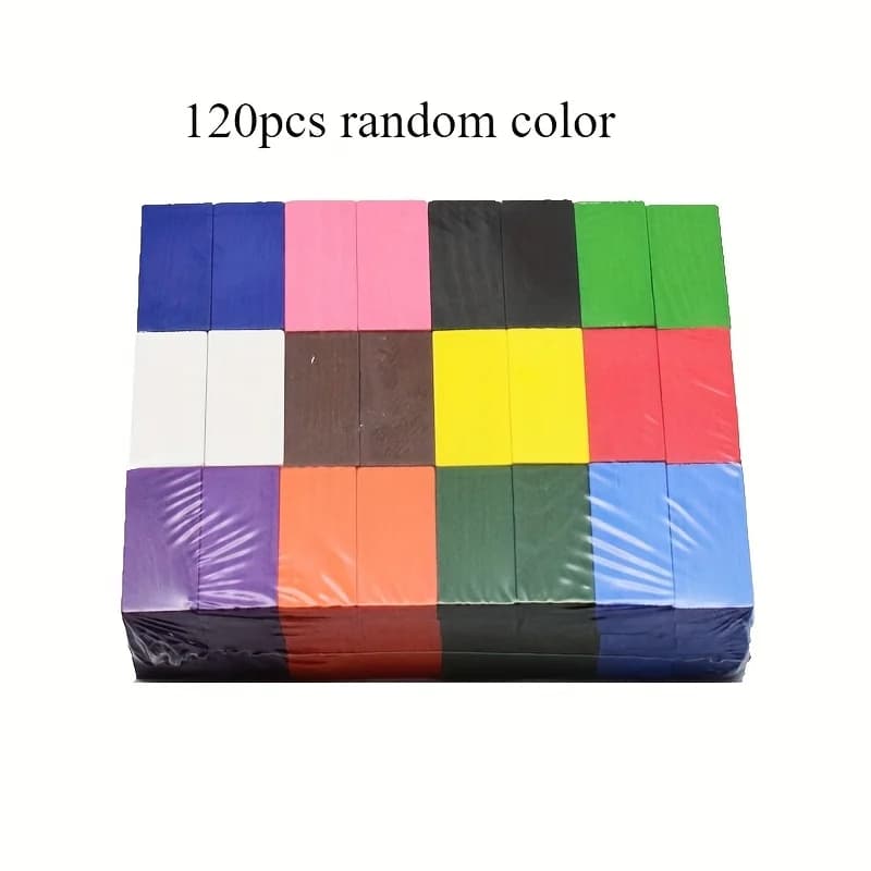 Ensemble de dominos multicolores, blocs de construction et d'empilage, jeu de société en bois pour j