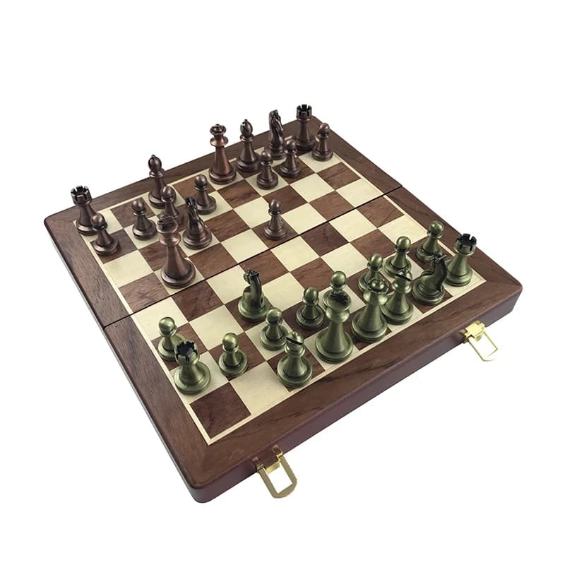 Jeu explorez ecs en bronze antique haut de gamme, boîte en bois massif pliable, pièces pondérées en 