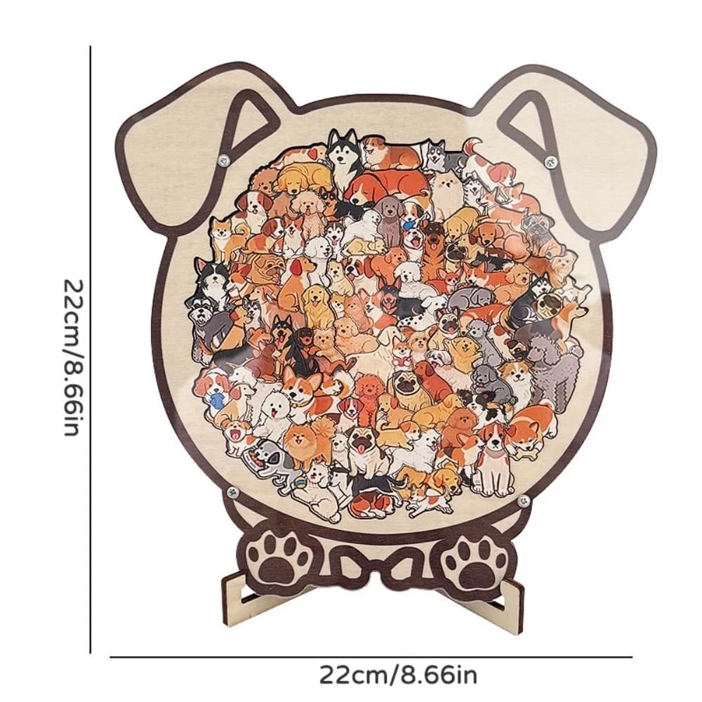 Nouveau puzzle en bois de dessin animé, thème animaux amusants (chien, chat, ours), anti-stress, déc