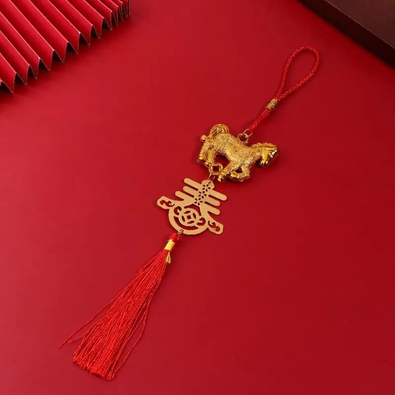 Pendentif zodiaque en plastique doré, année du cheval, porte-bonheur, Festival de printemps, maison,