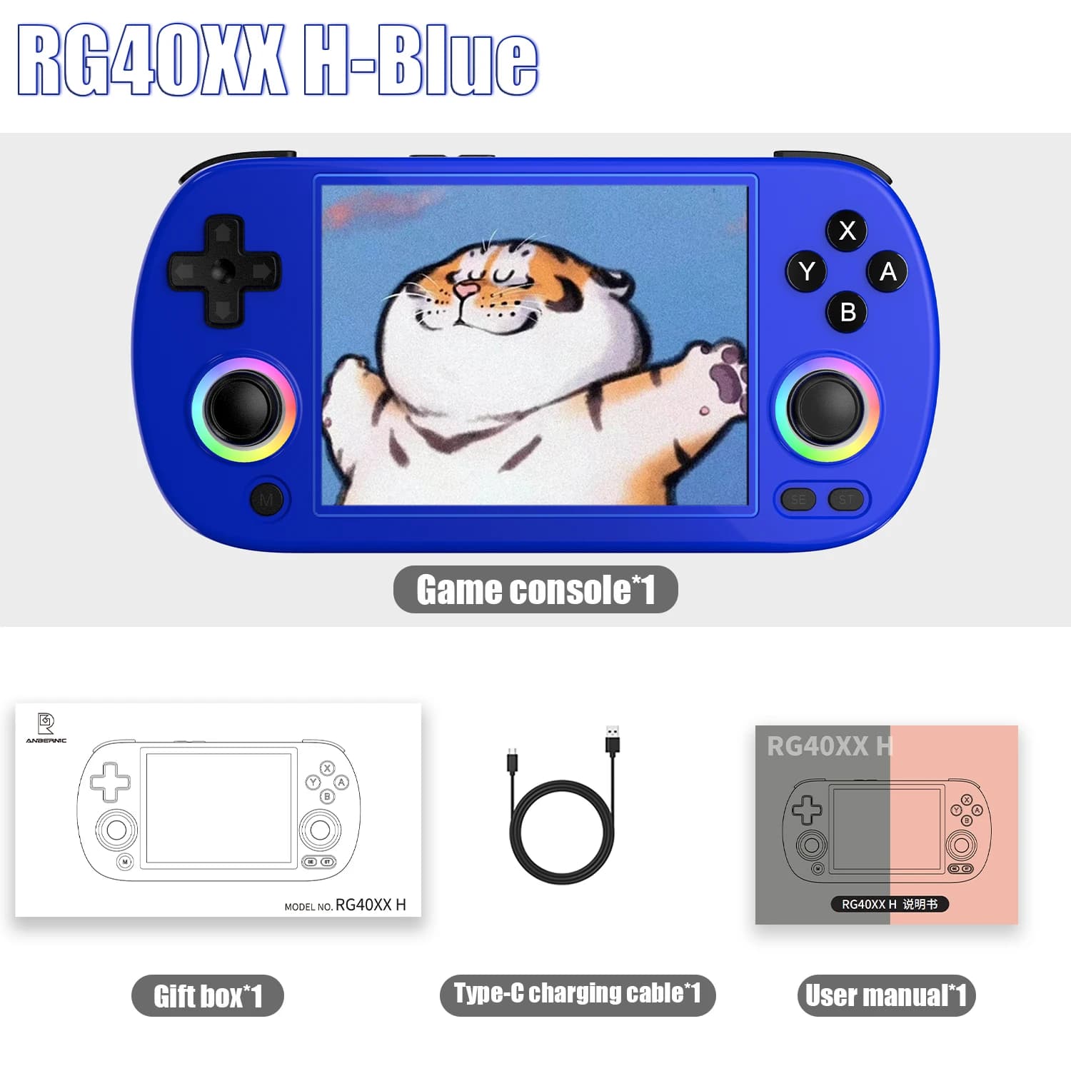 ANBERNIC – Console de jeu portable RG40XX H, 4.0 pouces, écran IPS 640x480, 3200mAh, système 64 bits