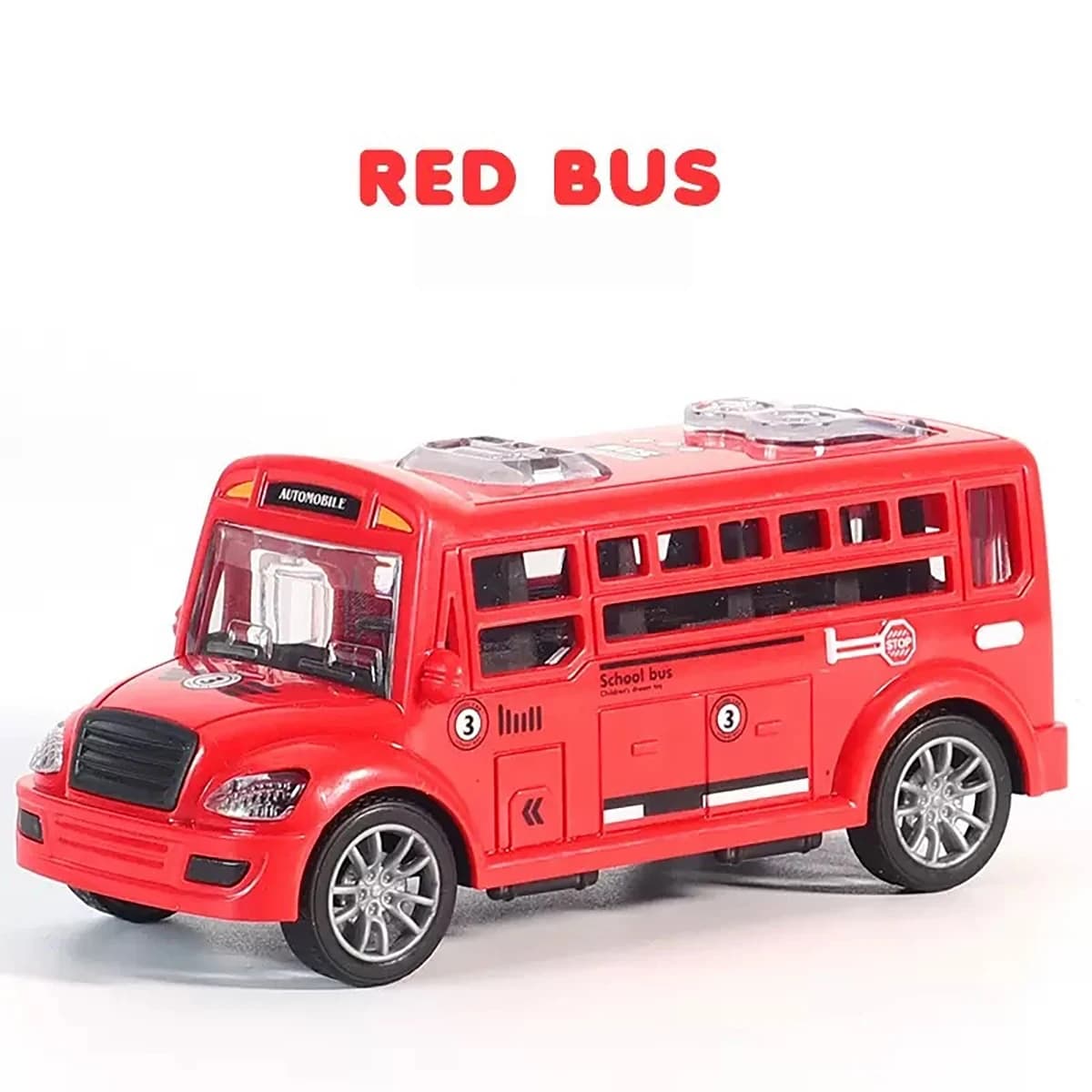 1 Pièce Bus Scolaire Jouet à Inertie avec Fonction de Recul, Portes Ouvrantes, Couleurs et Motifs Al